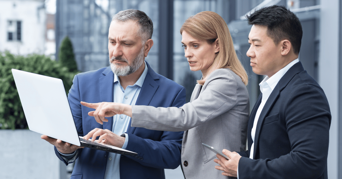 professionals reviewing on a laptop