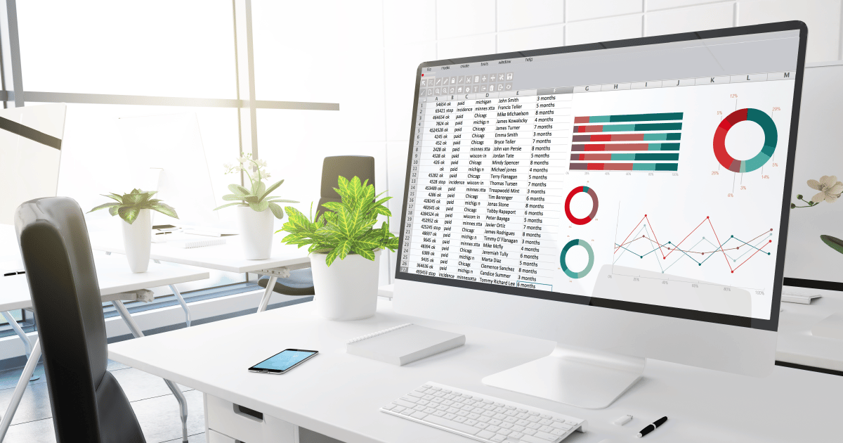 computer screen with graph