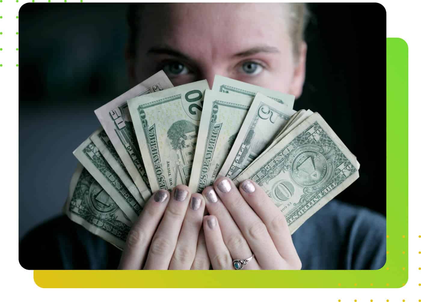 A person holding cash