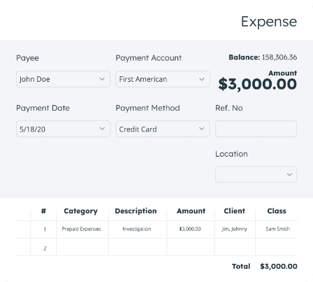 LeanLaw Payment expenses information