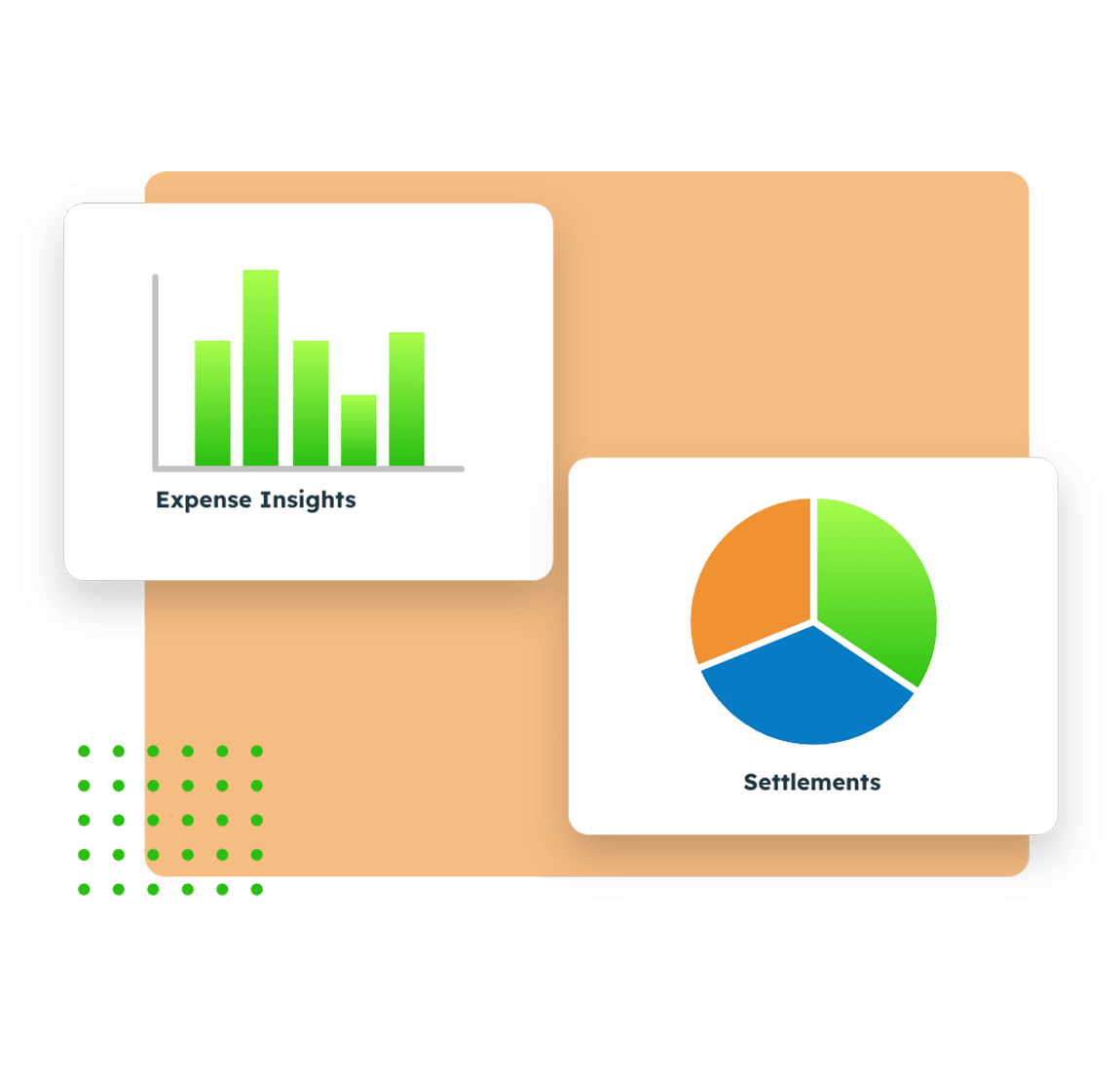 Graphs of expense insights and settlements.