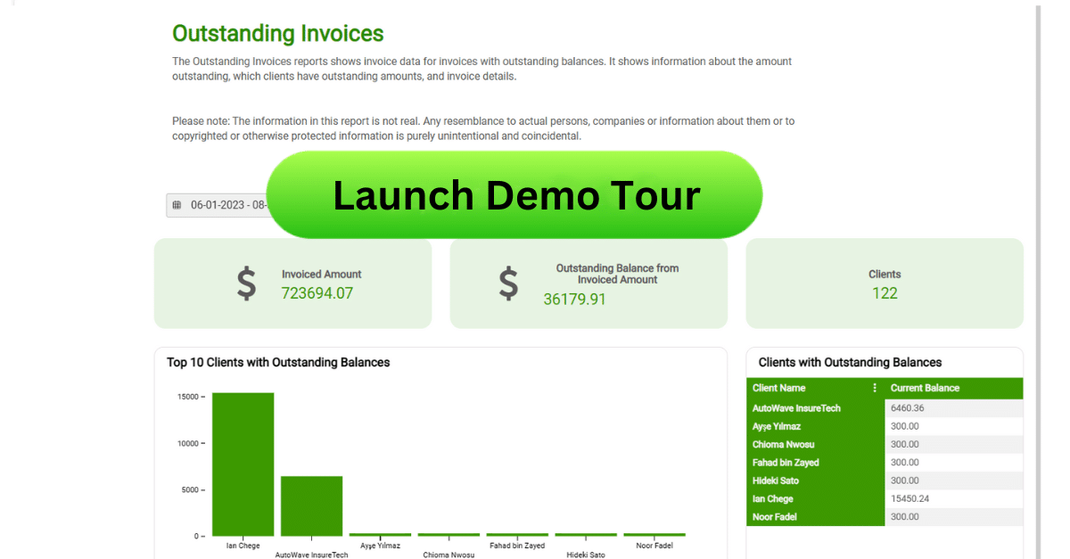 Oustanding Invoices Demo Tour