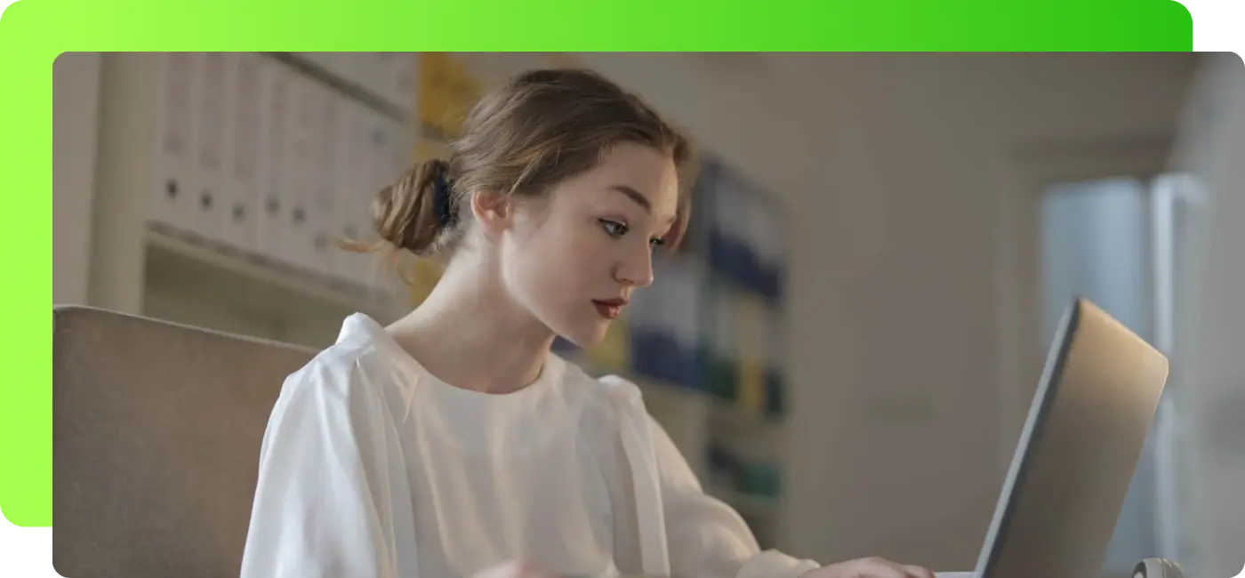 woman working on laptop
