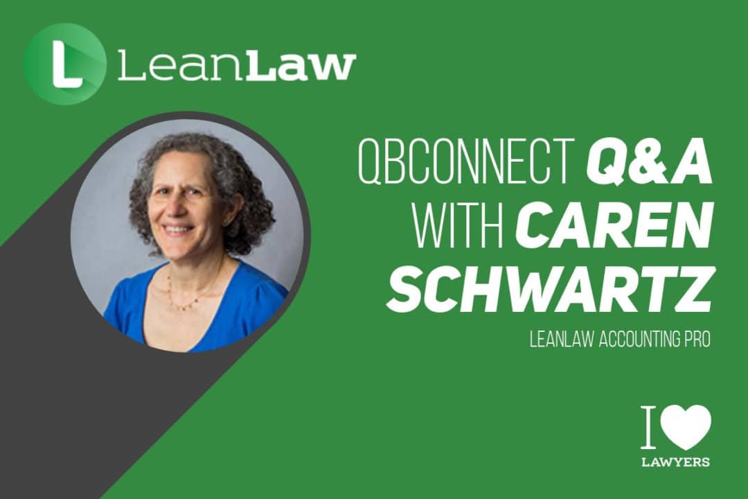 LeanLaw Caren Schwartz headshot next to white text